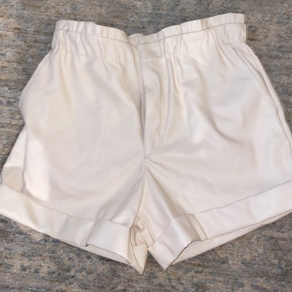High waisted leather shorts